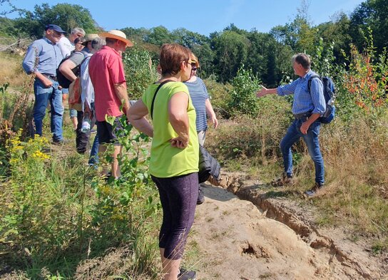 Eine kleine Gruppe steht im Wald