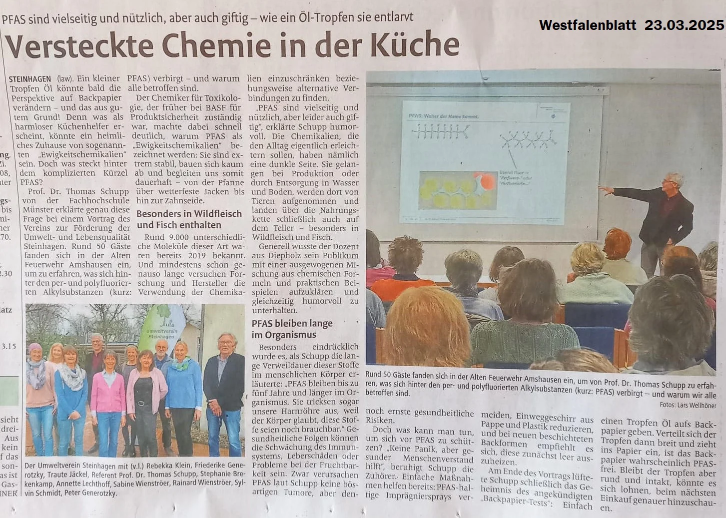 Westfalenblatt Artikel über PFAS von 23.03.2025
