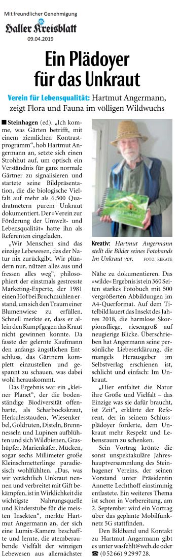 Zeitungsartikel aus Haller Kleirsblatt: Ein Plädoyer für das Unkraut